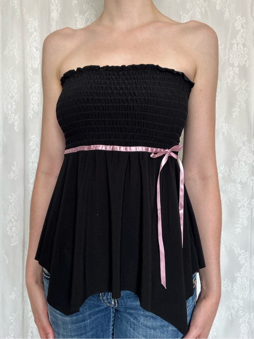 Y2K Fairycore Balletcore Black Strapless Top